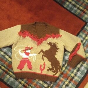 Vintage Cowboy Sweater Boys Sz 5